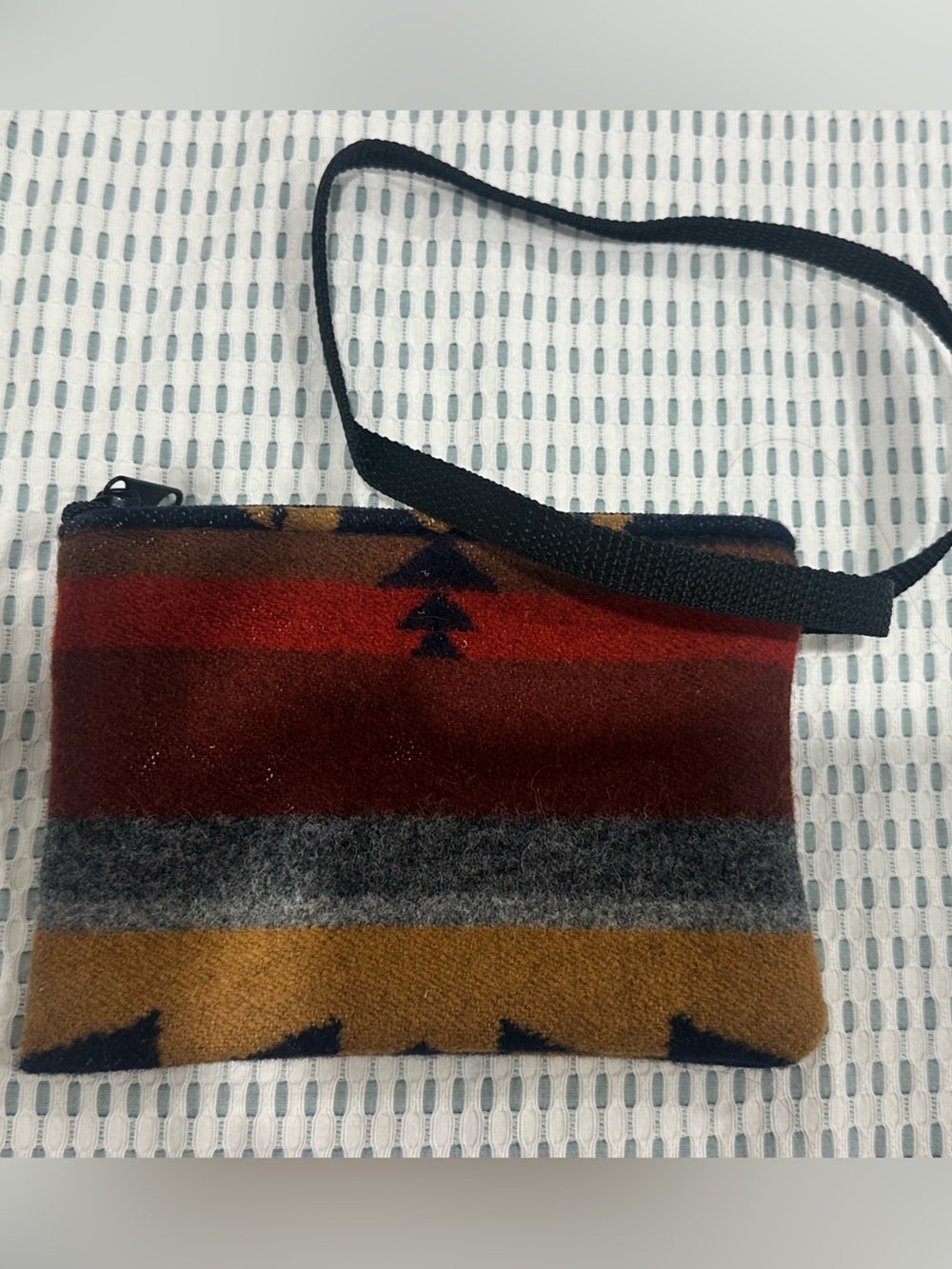 Pendleton Multicolor Wool Wristlet with Geometric Stripes